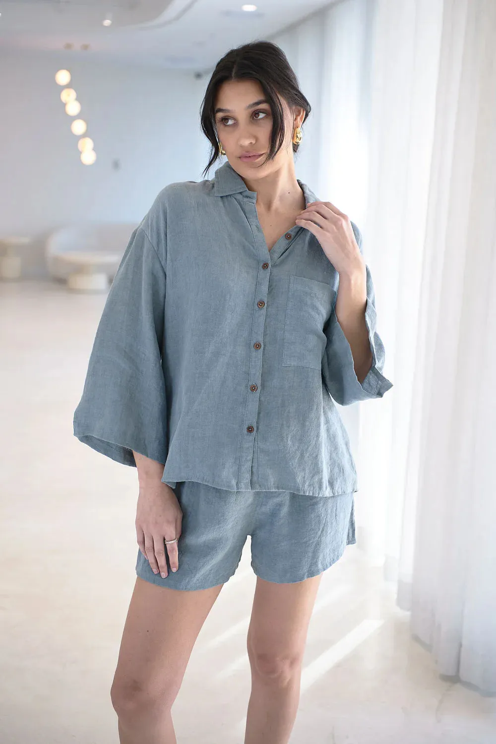 Fundamental Linen Shorts - Blue