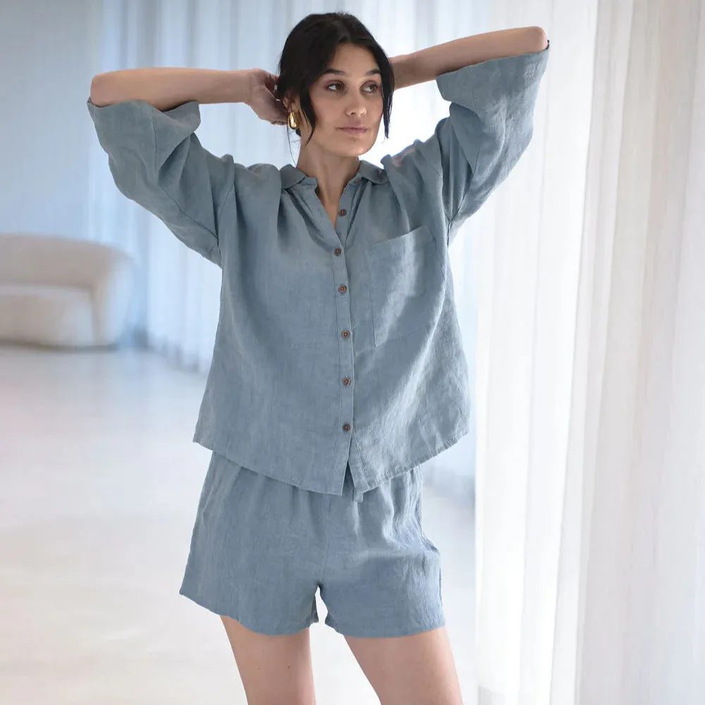 Fundamental Linen Shorts - Blue