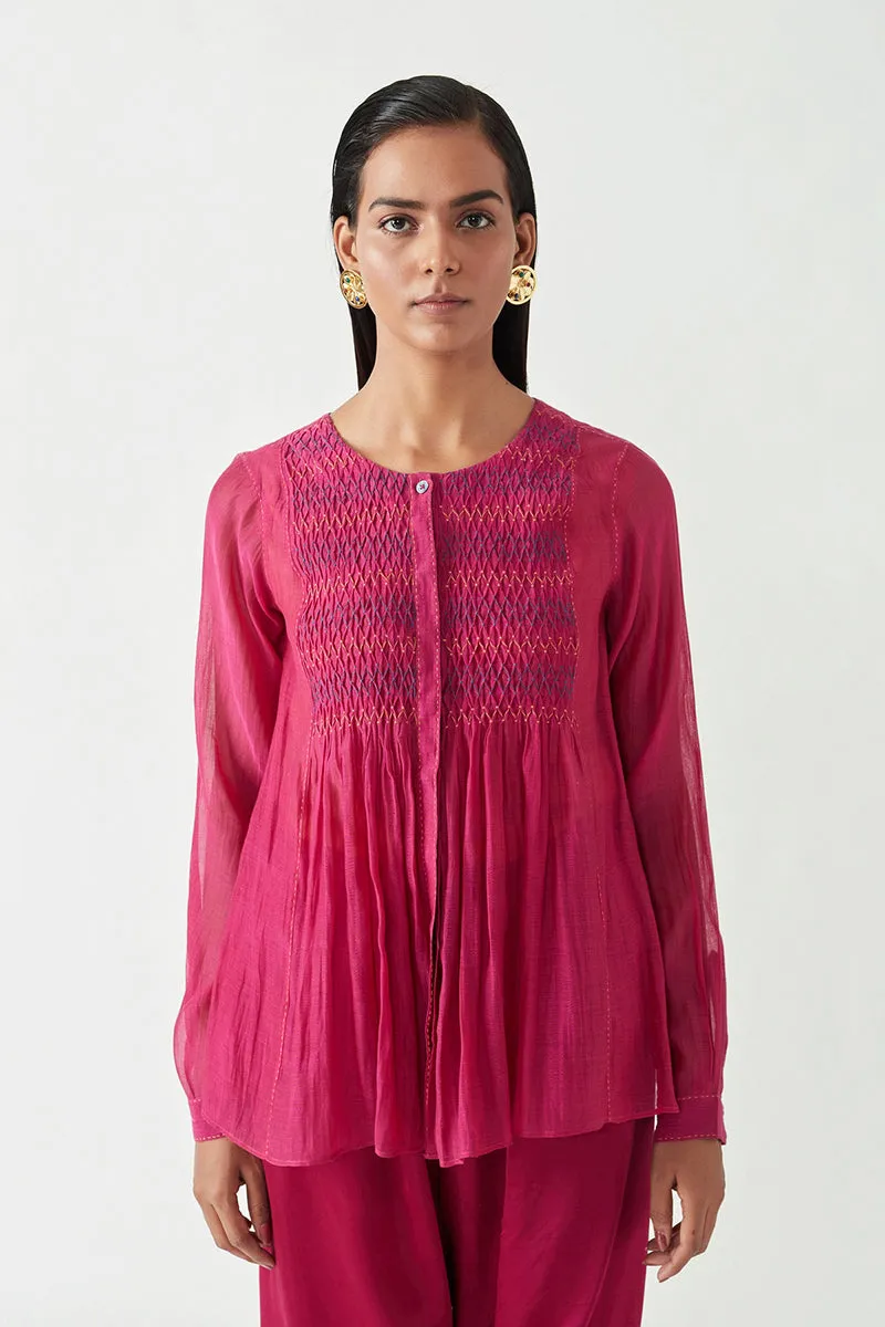Fuschia Torres Smocking Top