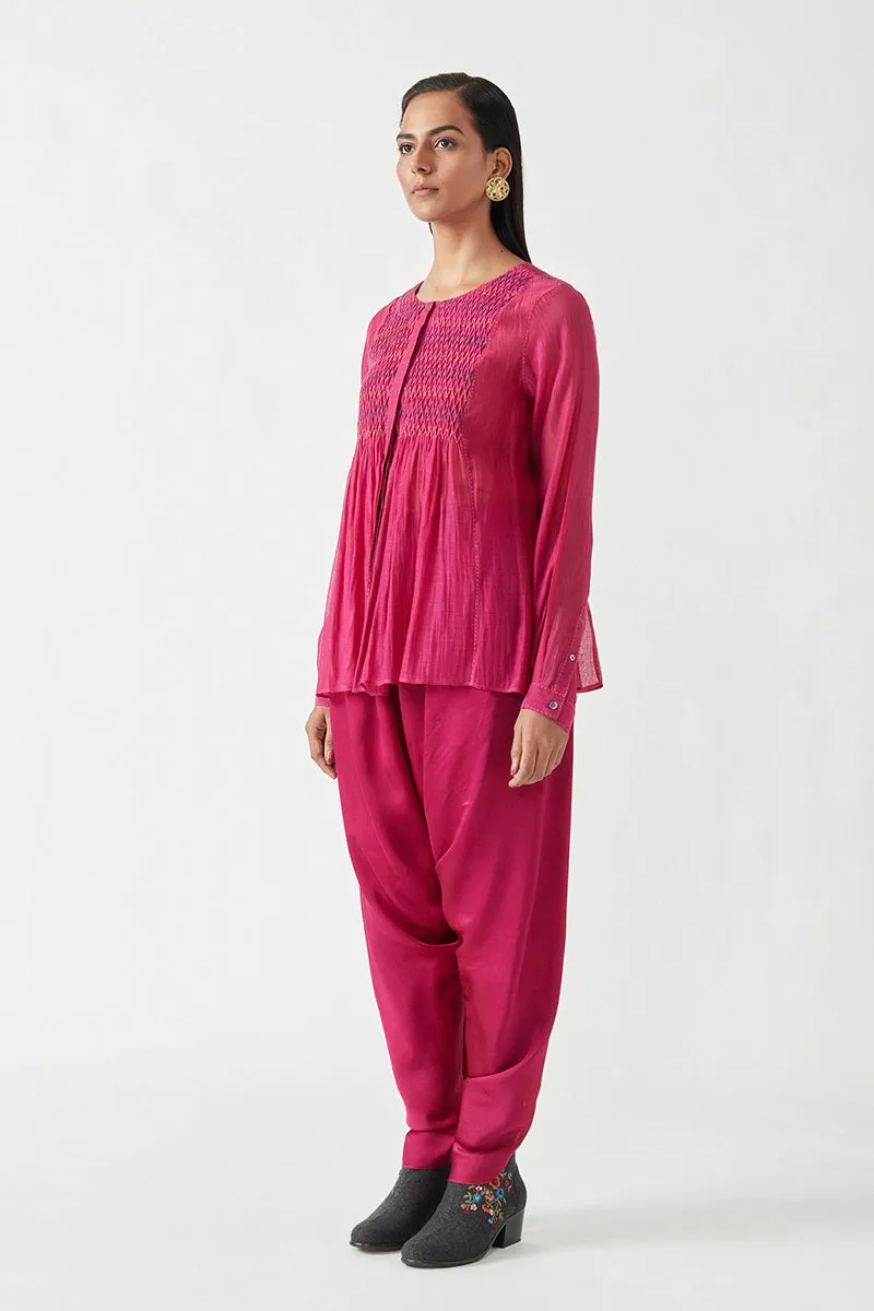 Fuschia Torres Smocking Top