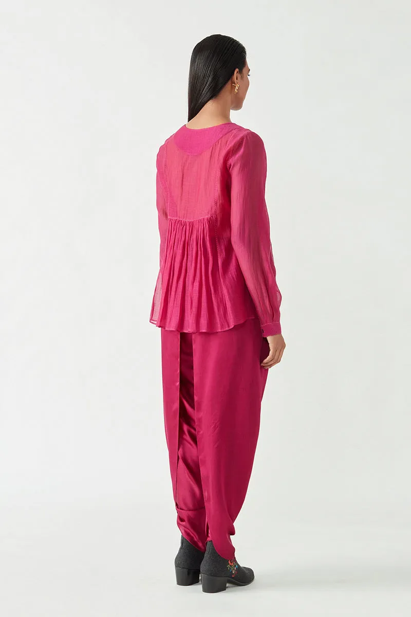 Fuschia Torres Smocking Top