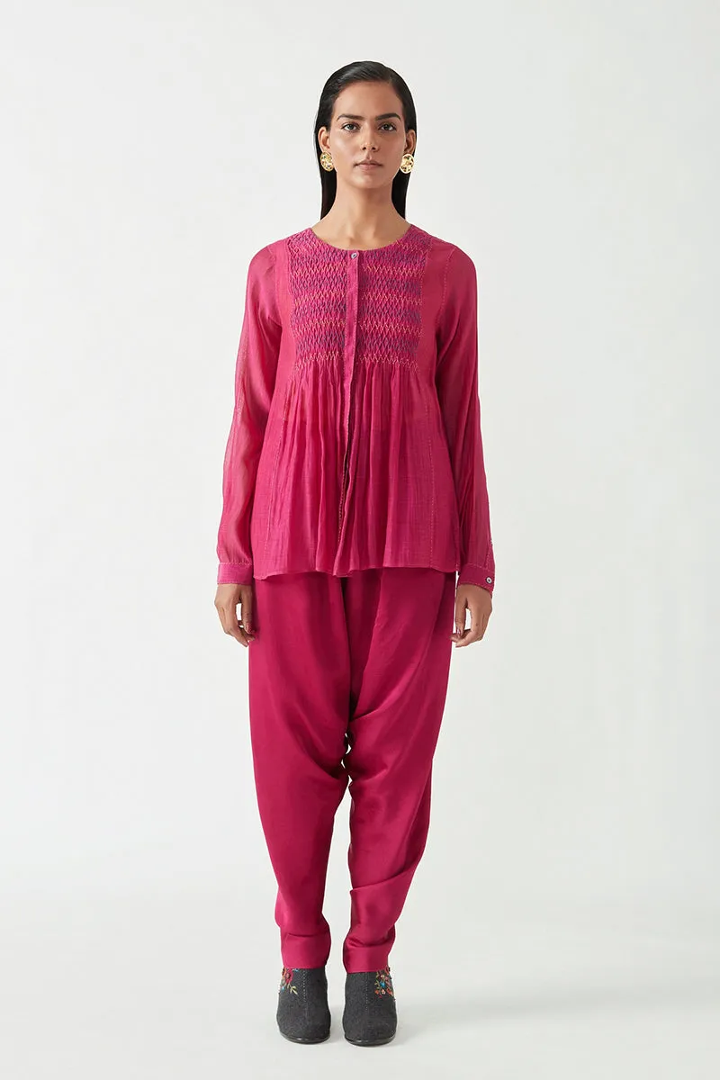 Fuschia Torres Smocking Top