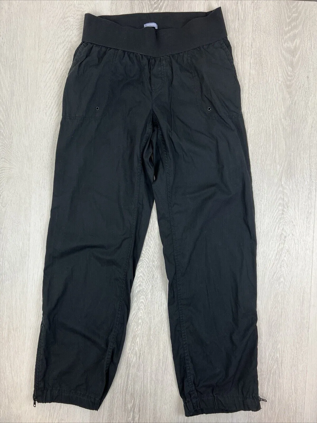 Gap Maternity Womens Black Relaxed Fit Ankle Zip Pants Size 10