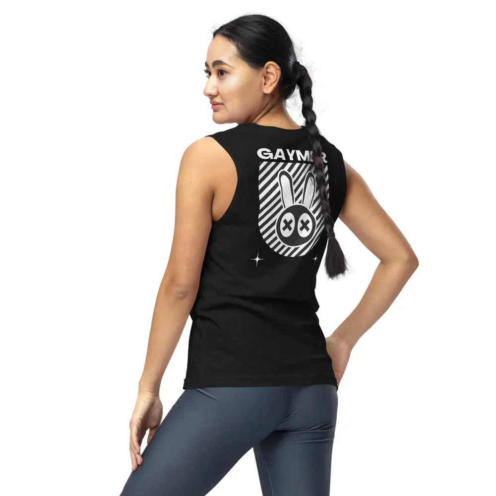 Gaymer Streetwear Graphic LGBTQIA  Pride Video Games Black Relaxed Fit Sleeveless Tank Top