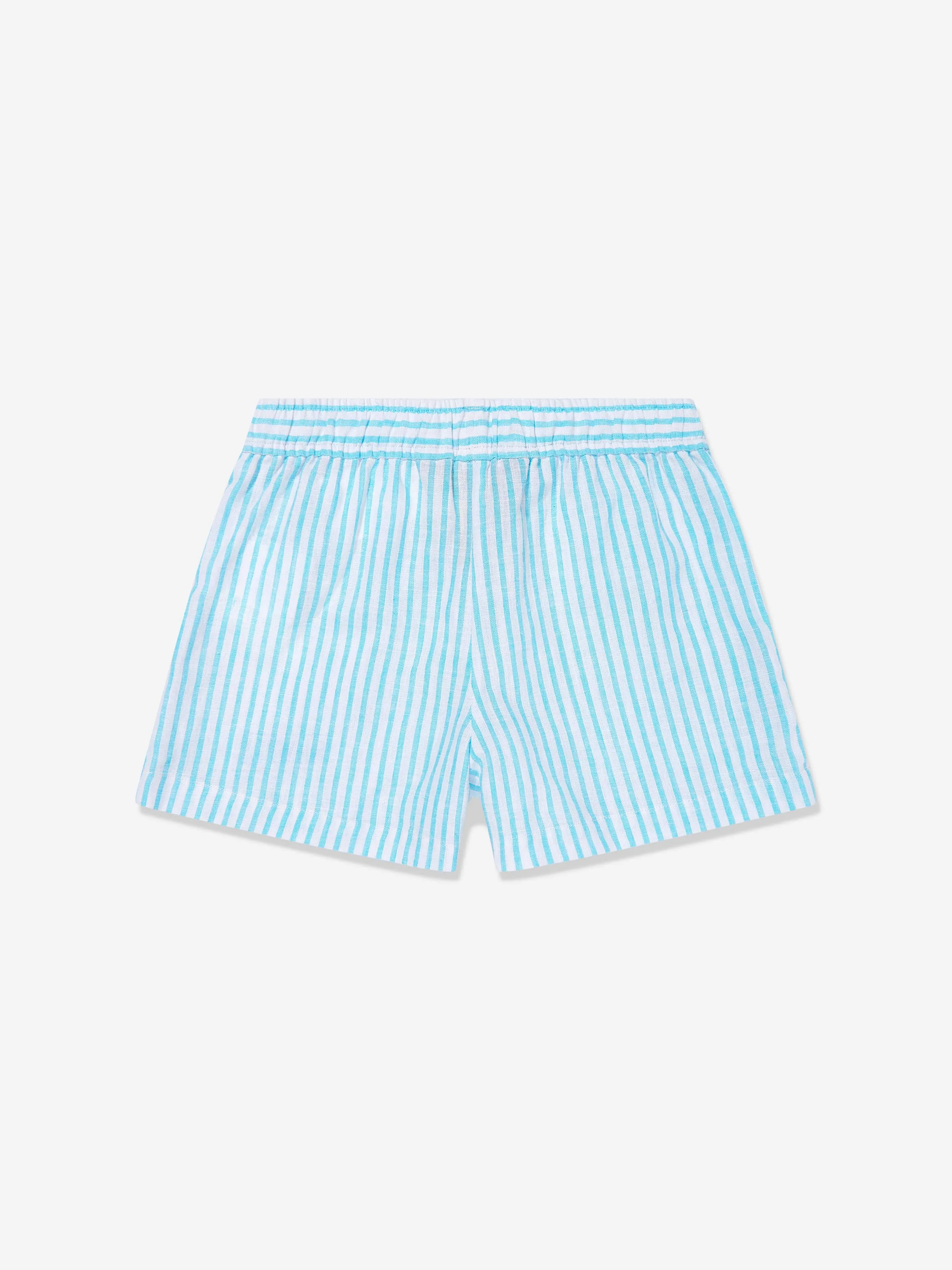 Girls Striped Logo Shorts in Blue