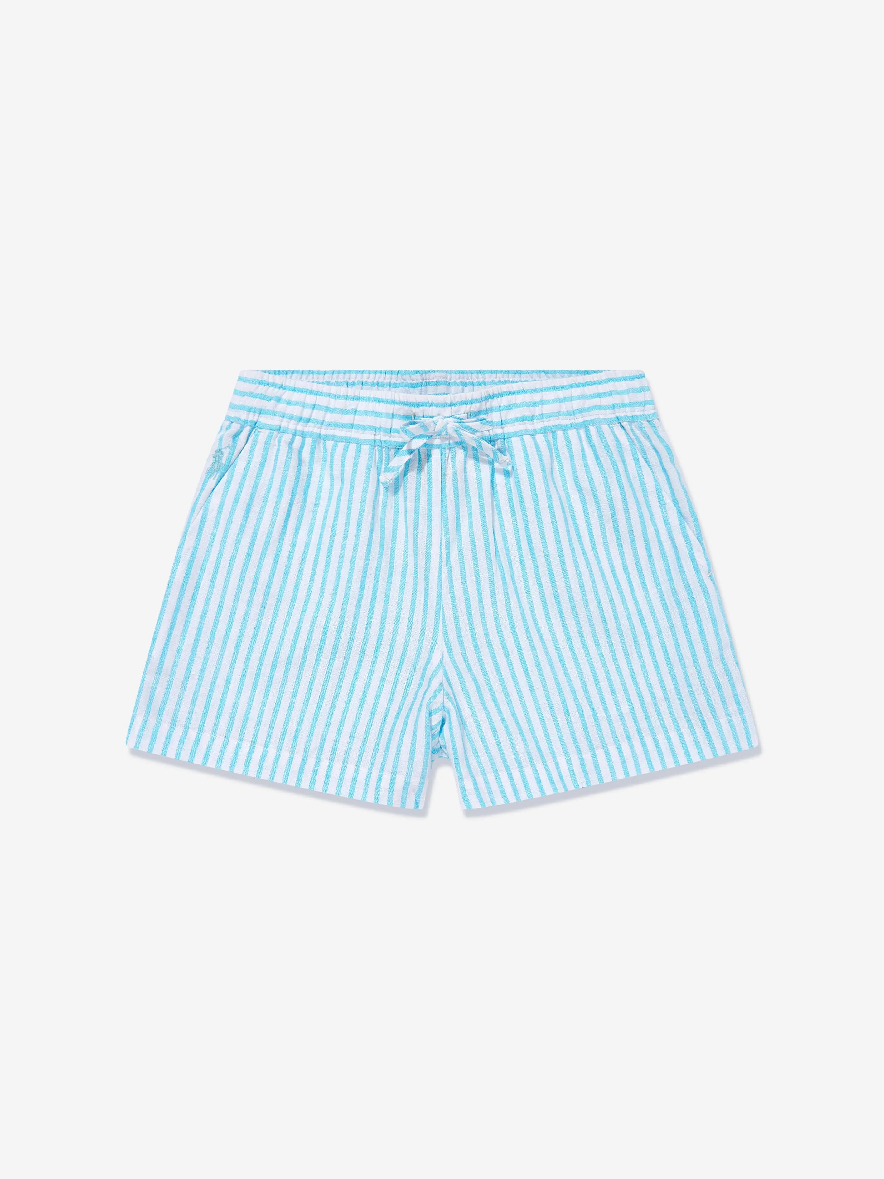 Girls Striped Logo Shorts in Blue