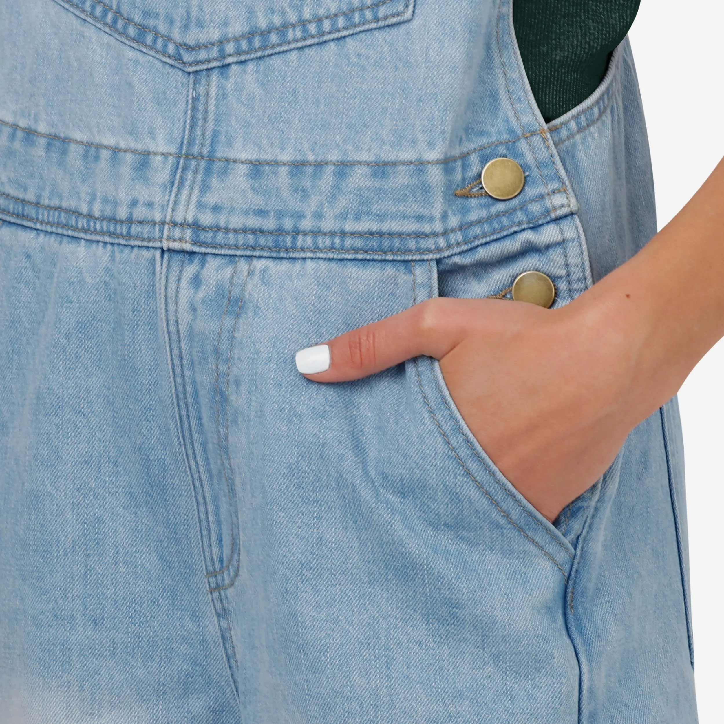 Green Bay Packers Womens Big Logo Denim Bib Shortalls