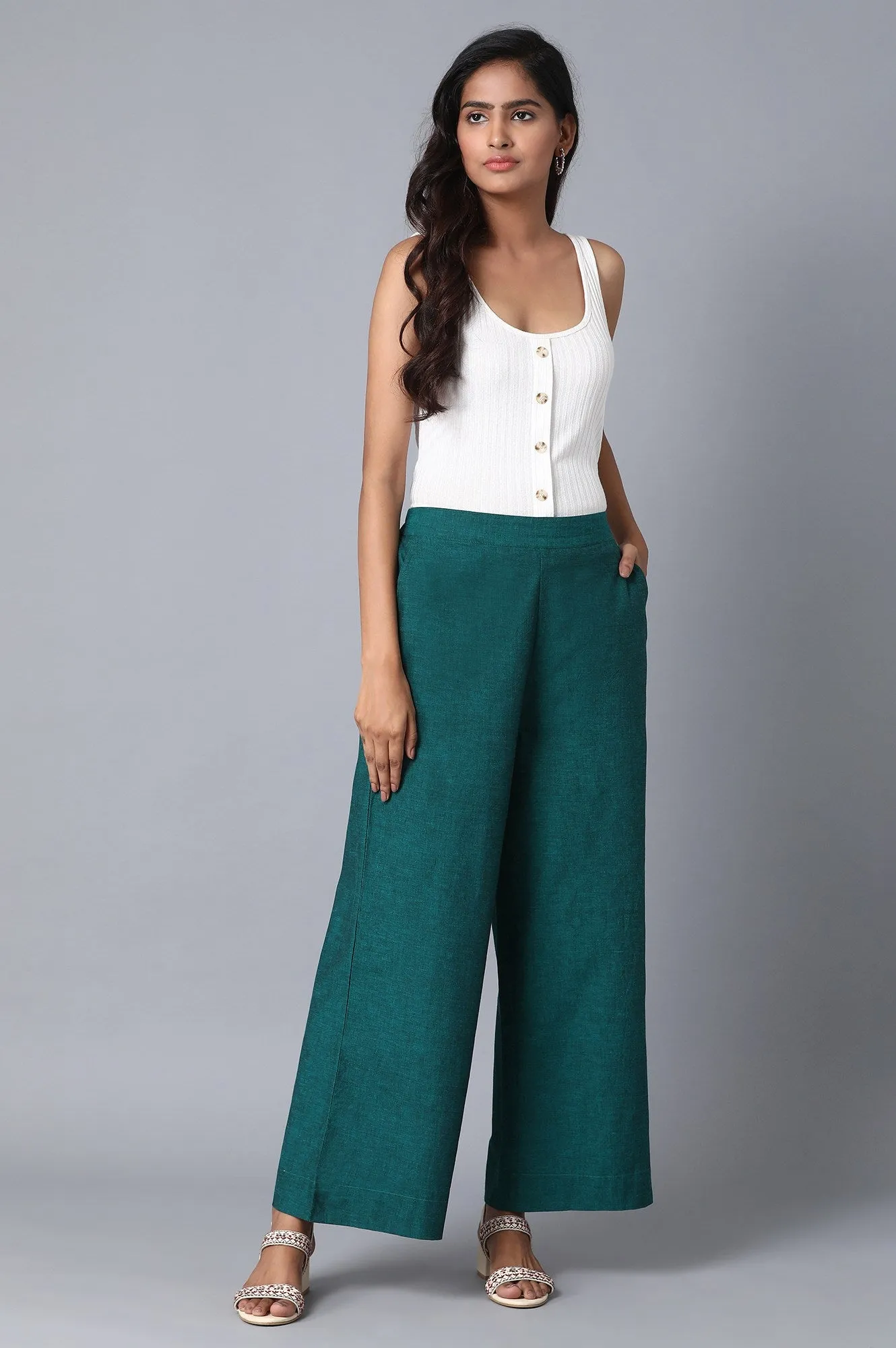 Green Loose Fit Palazzo