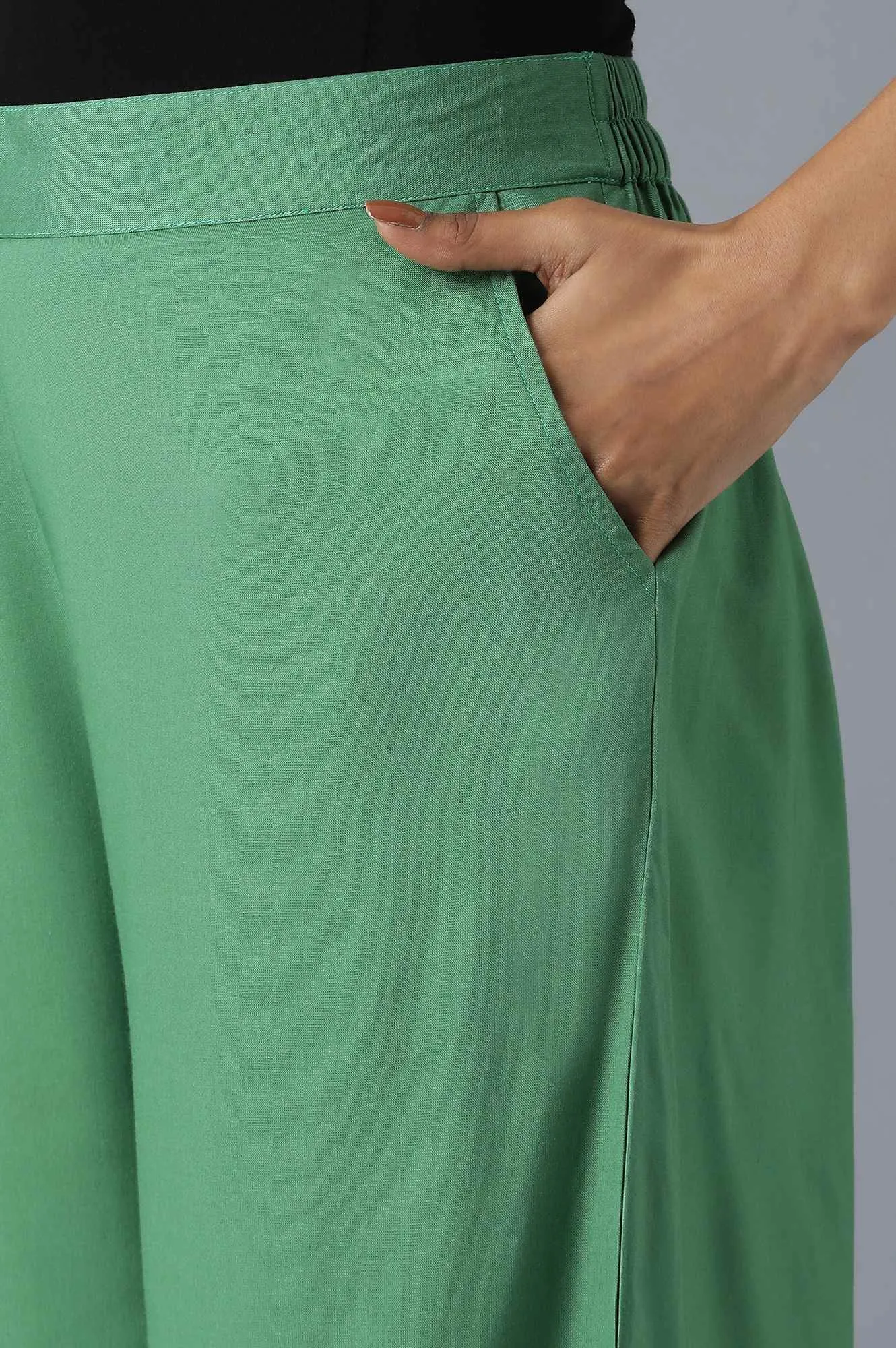 Green Solid Culottes