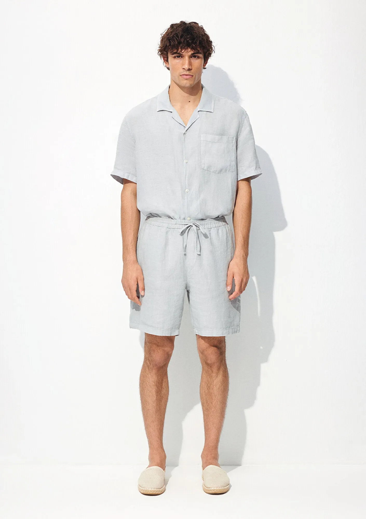 Grey Linen Shorts