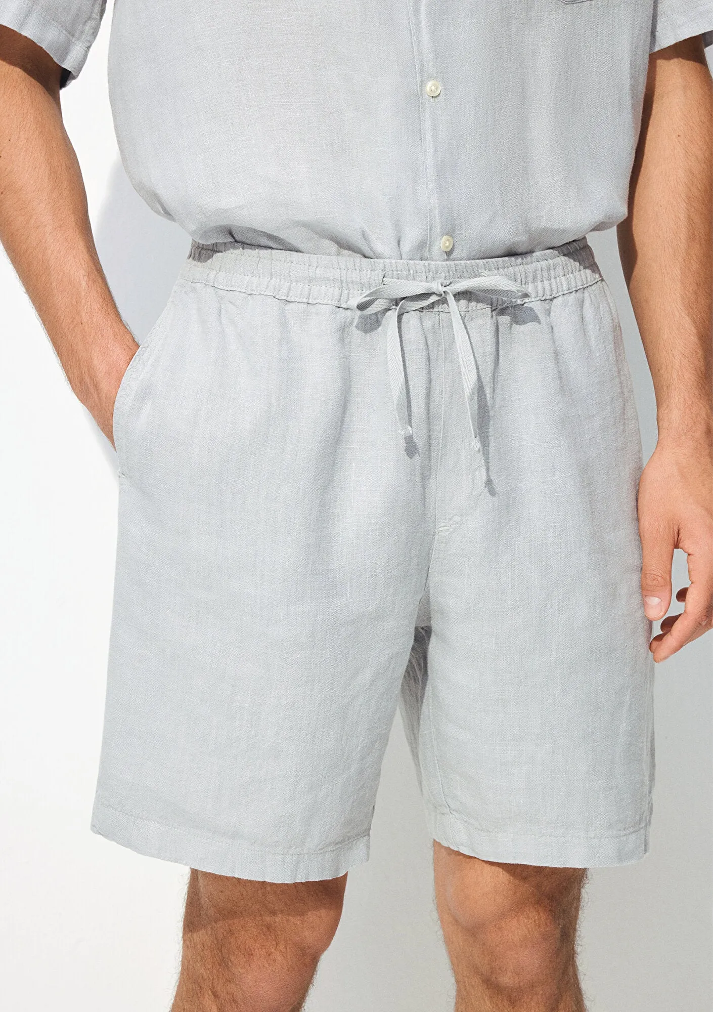 Grey Linen Shorts