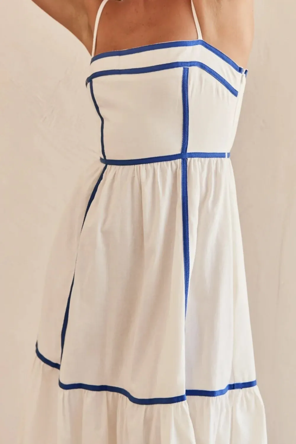 Hazel Blues® |  Contrast Trim Square Neck Midi Cami Dress