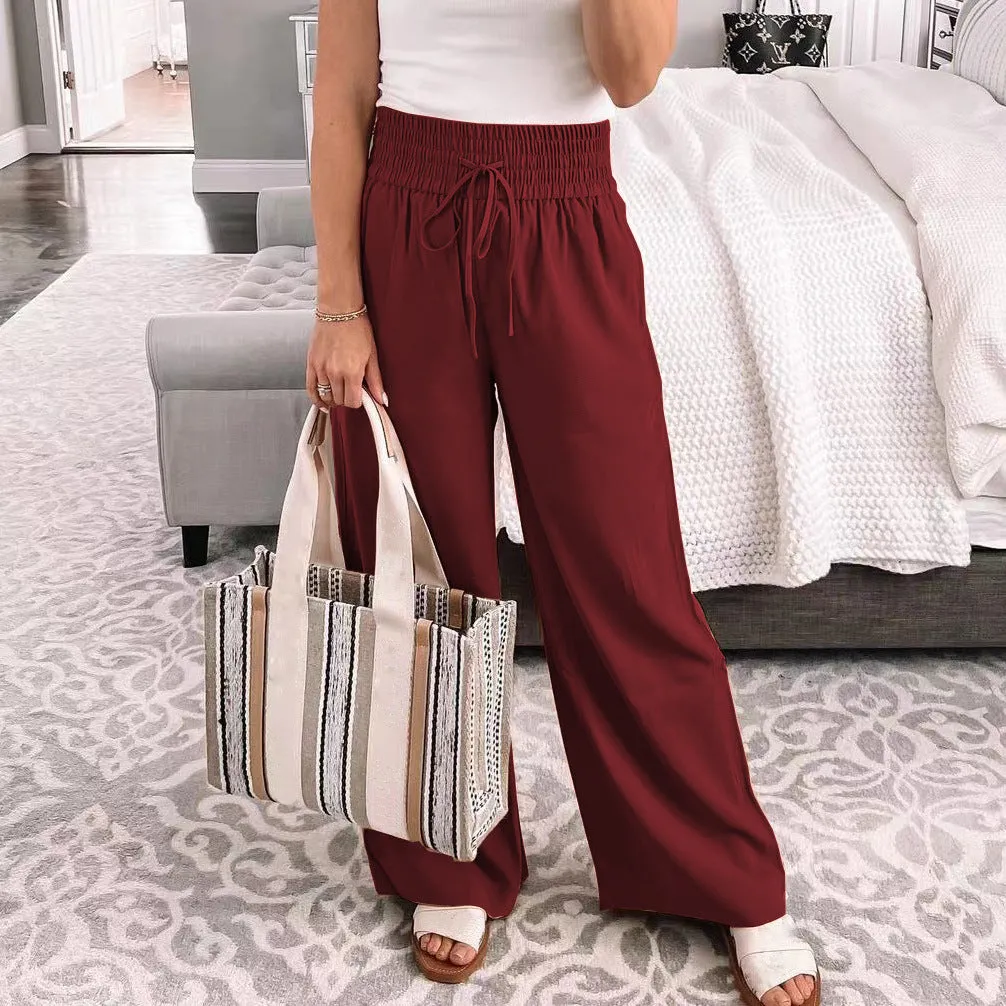 High Waist Elastic Loose Fitting Pants