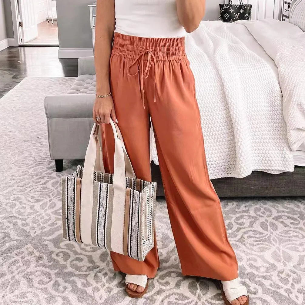 High Waist Elastic Loose Fitting Pants