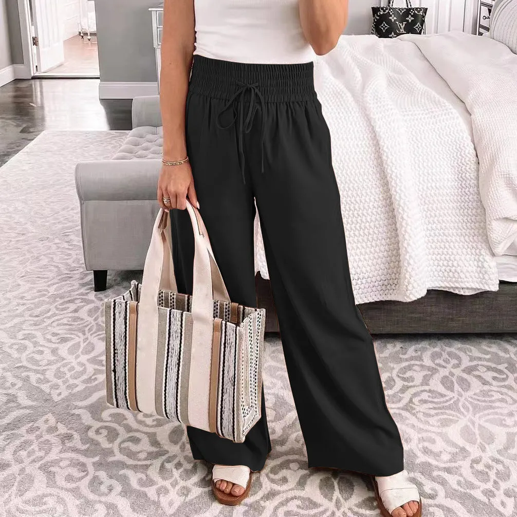 High Waist Elastic Loose Fitting Pants