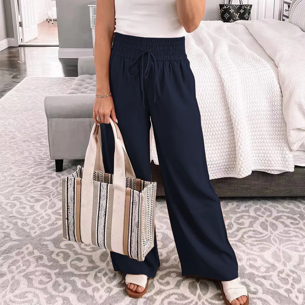 High Waist Elastic Loose Fitting Pants