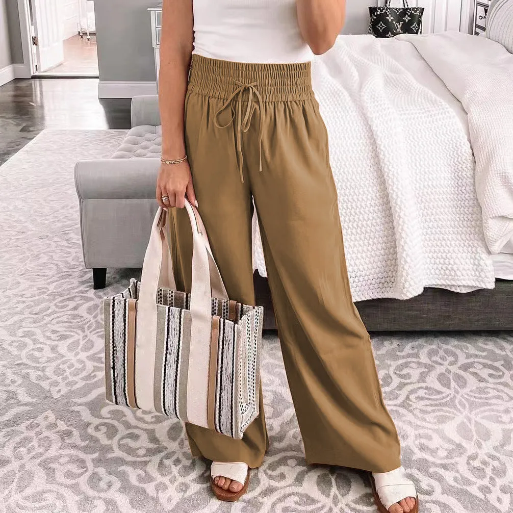 High Waist Elastic Loose Fitting Pants