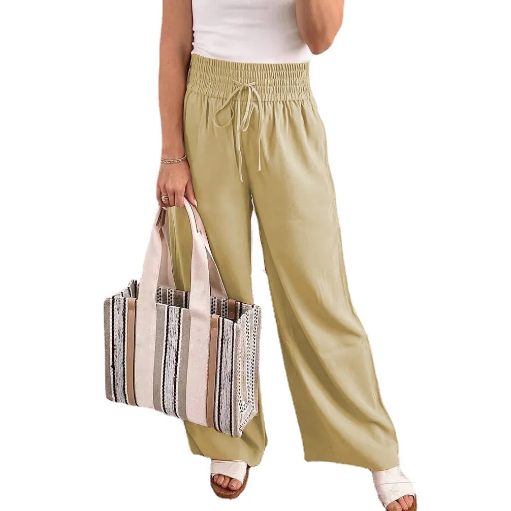 High Waist Elastic Loose Fitting Pants