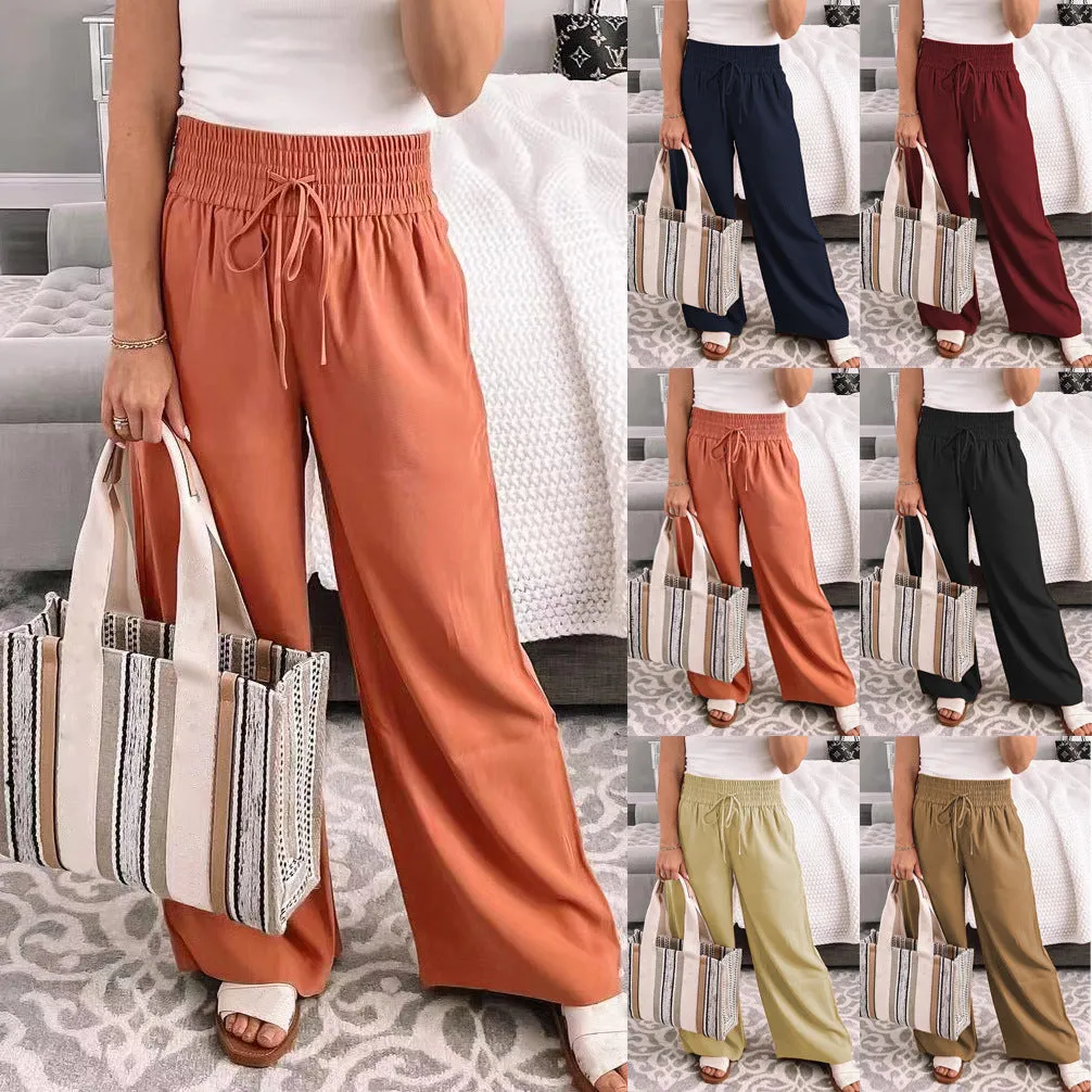 High Waist Elastic Loose Fitting Pants