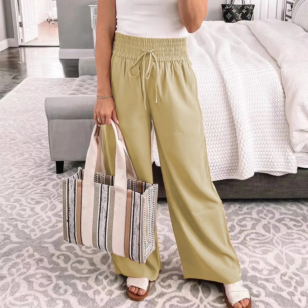 High Waist Elastic Loose Fitting Pants