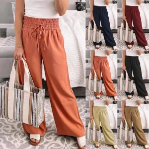 High Waist Elastic Loose Fitting Pants