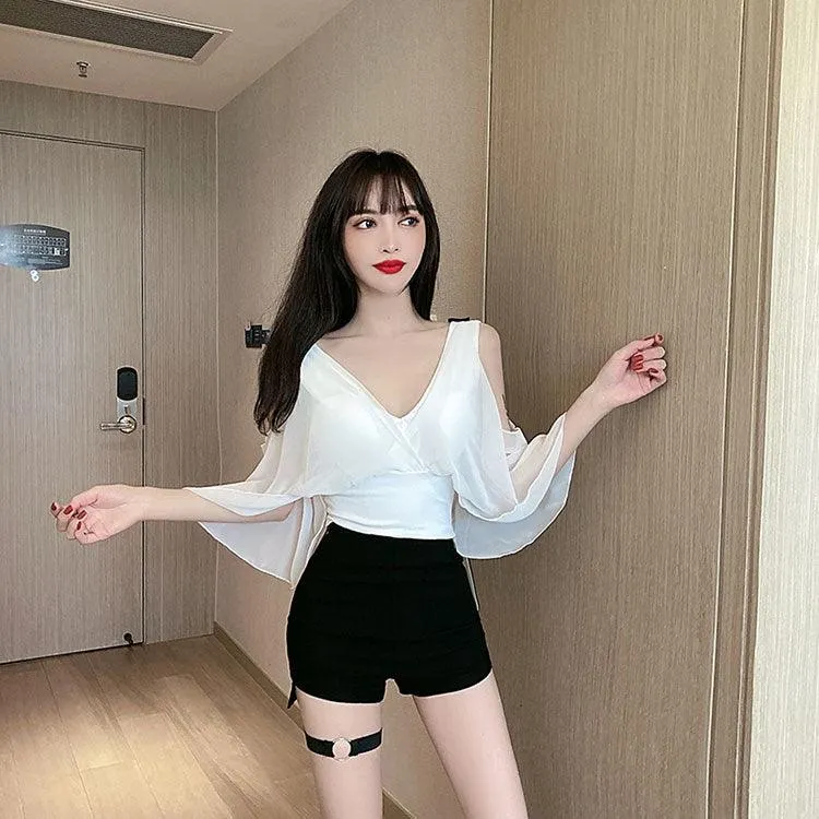 High Waist Shorts Elastic Hip Hollow Buckle High-cut