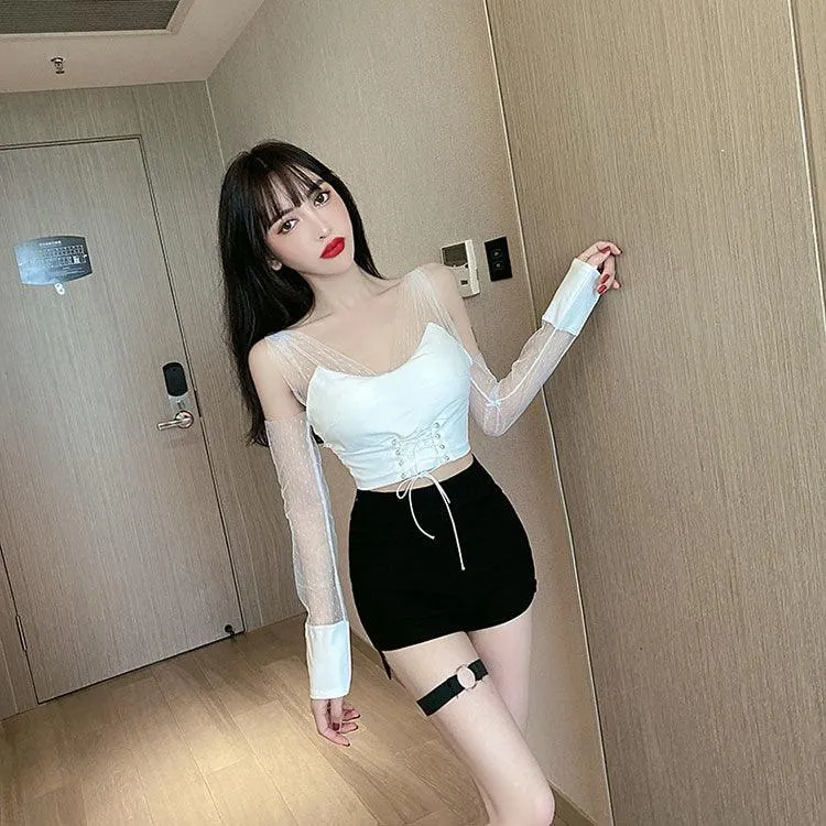 High Waist Shorts Elastic Hip Hollow Buckle High-cut