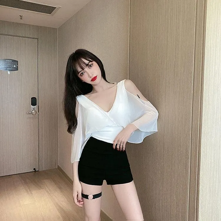 High Waist Shorts Elastic Hip Hollow Buckle High-cut