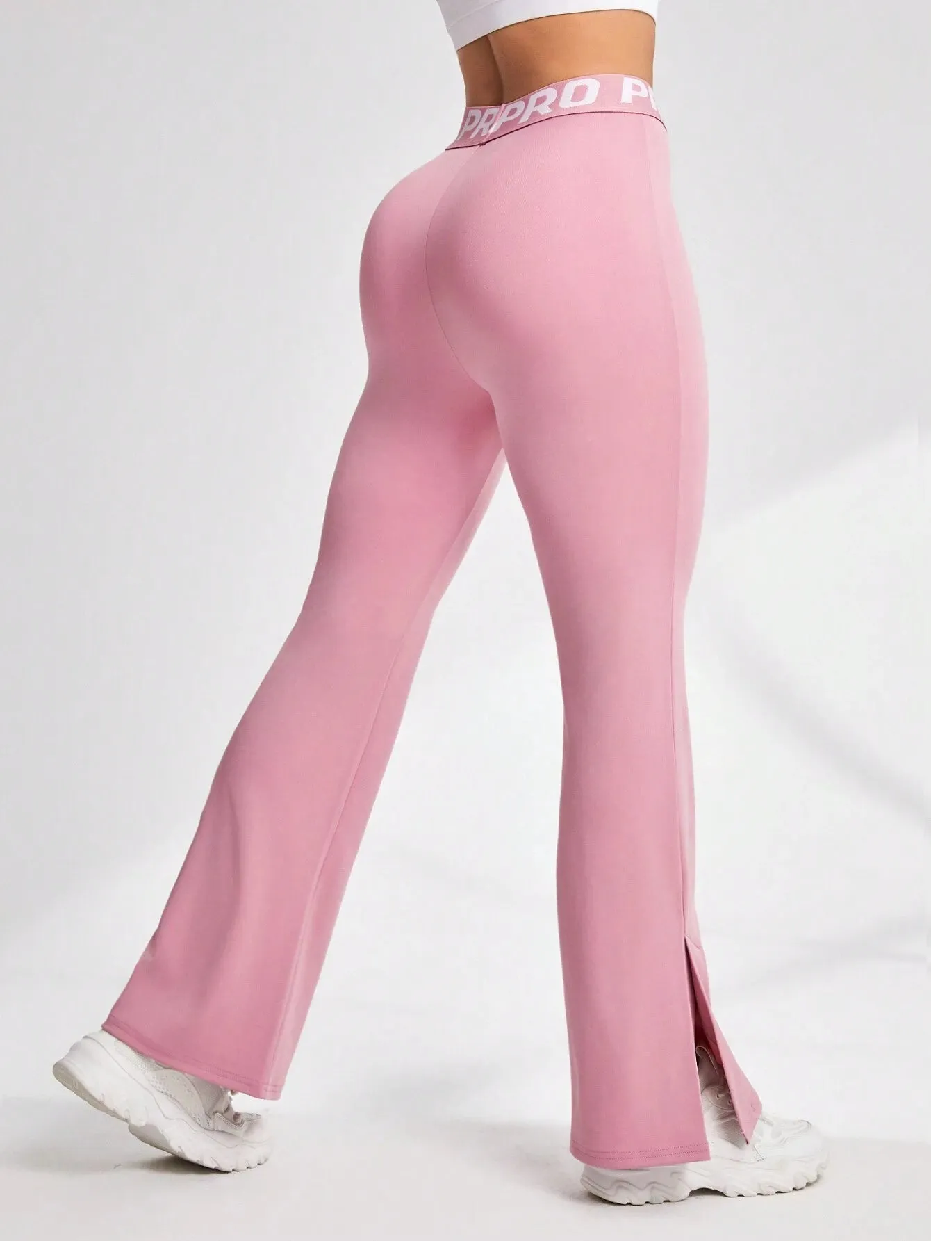 High-Waisted Split Hem Flared Sports Leggings