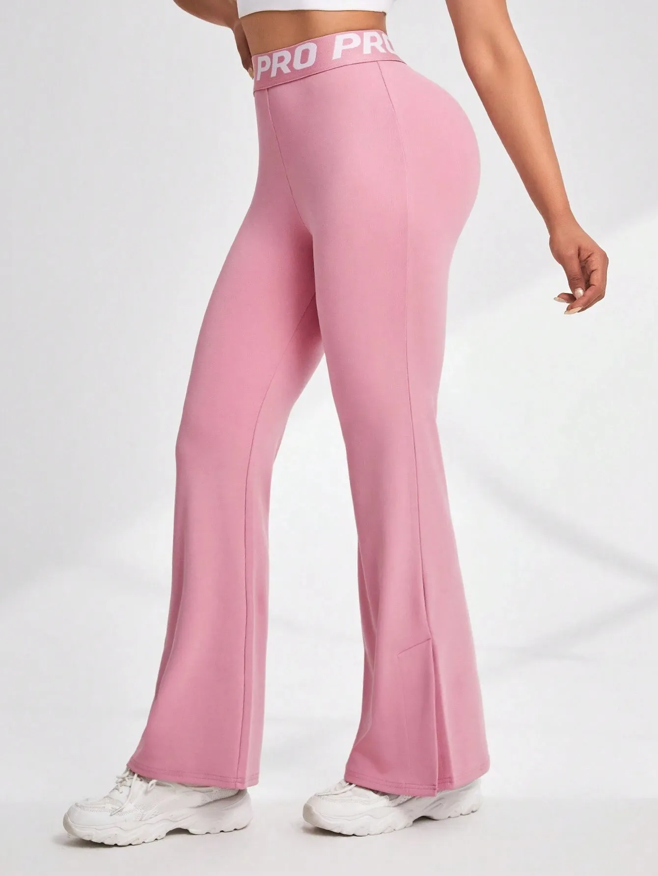 High-Waisted Split Hem Flared Sports Leggings
