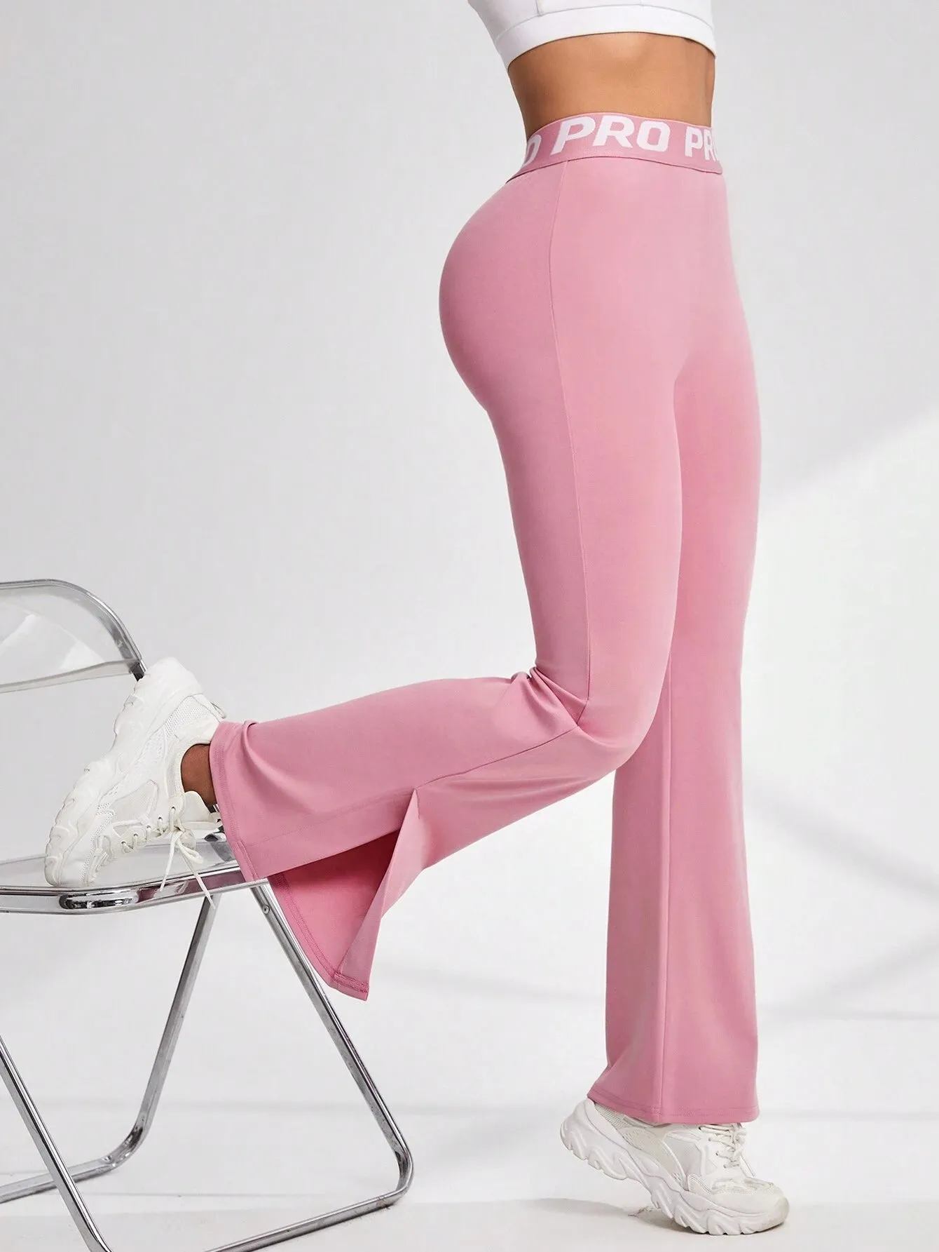 High-Waisted Split Hem Flared Sports Leggings