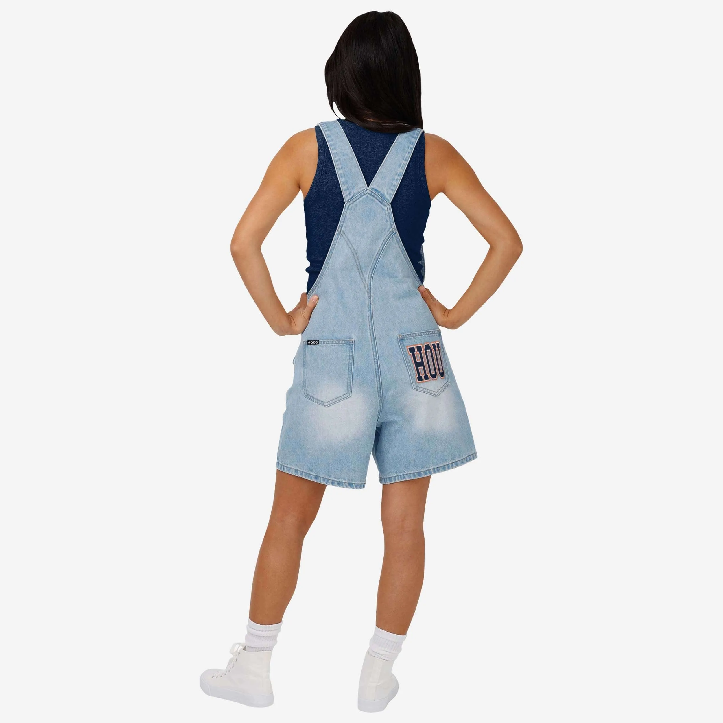 Houston Astros Womens Big Logo Denim Bib Shortalls
