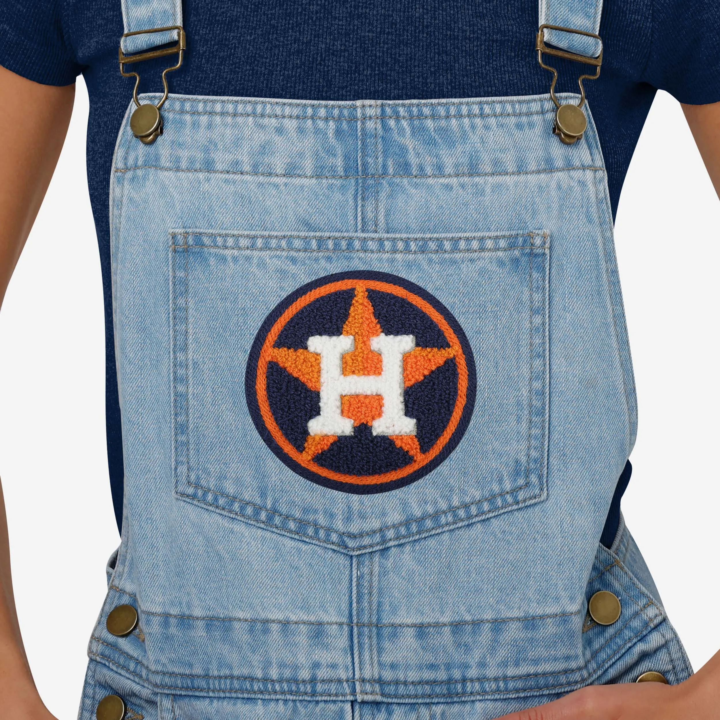 Houston Astros Womens Big Logo Denim Bib Shortalls