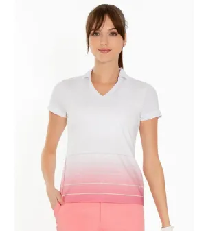 Inphorm Plumeria Collared V-Neck Ombre Shirt