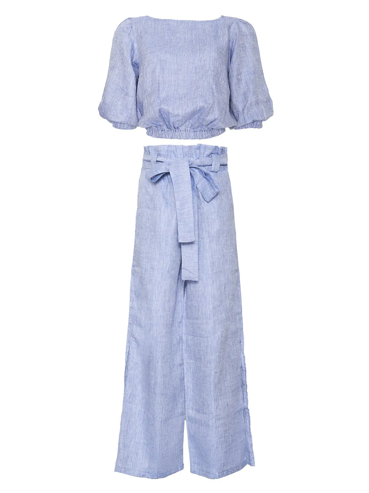 Ivette Skyblue Hemp Blouse-Verona Skyblue Hemp Pants ::RET