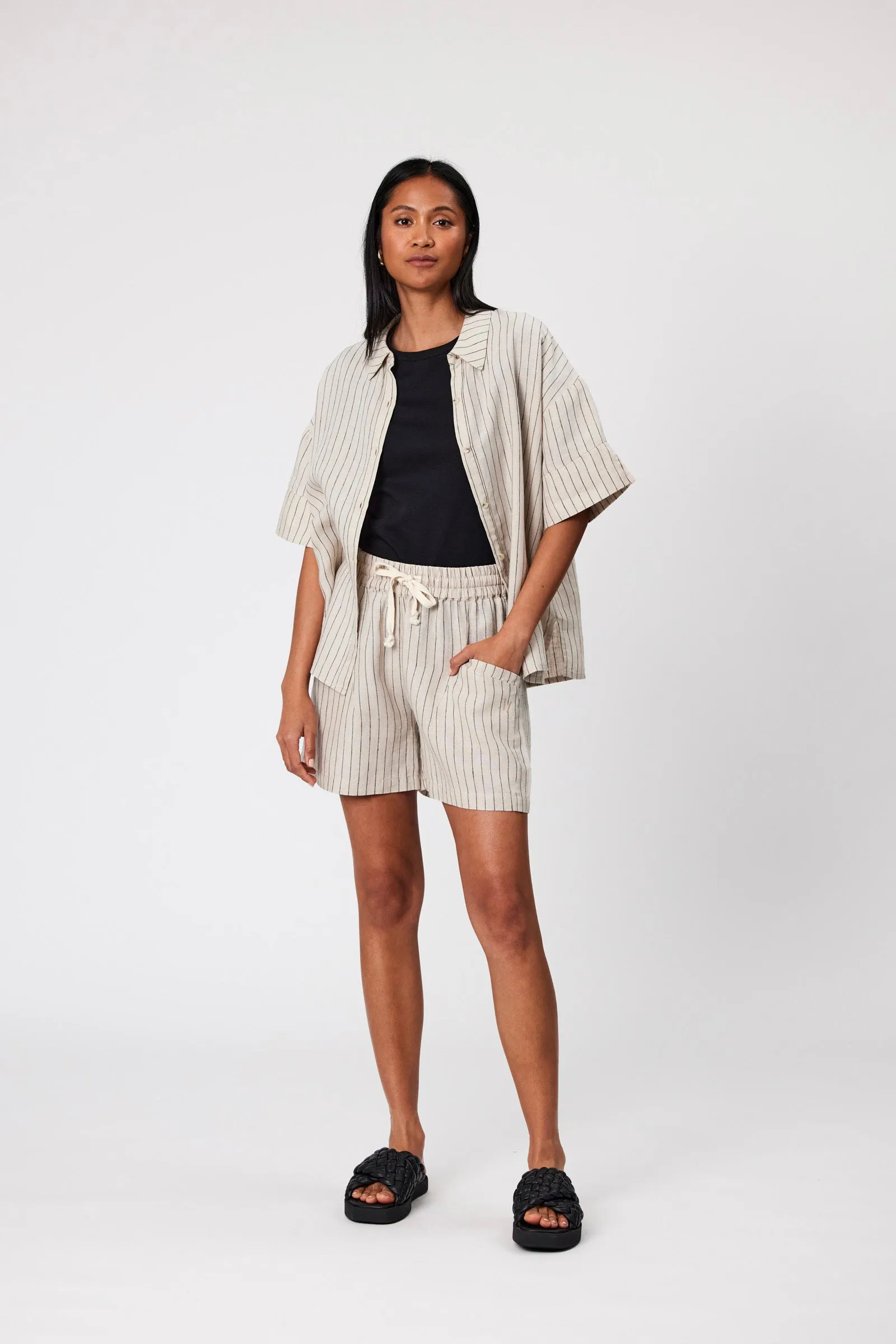 Jet Set Linen Short - Natural Marle