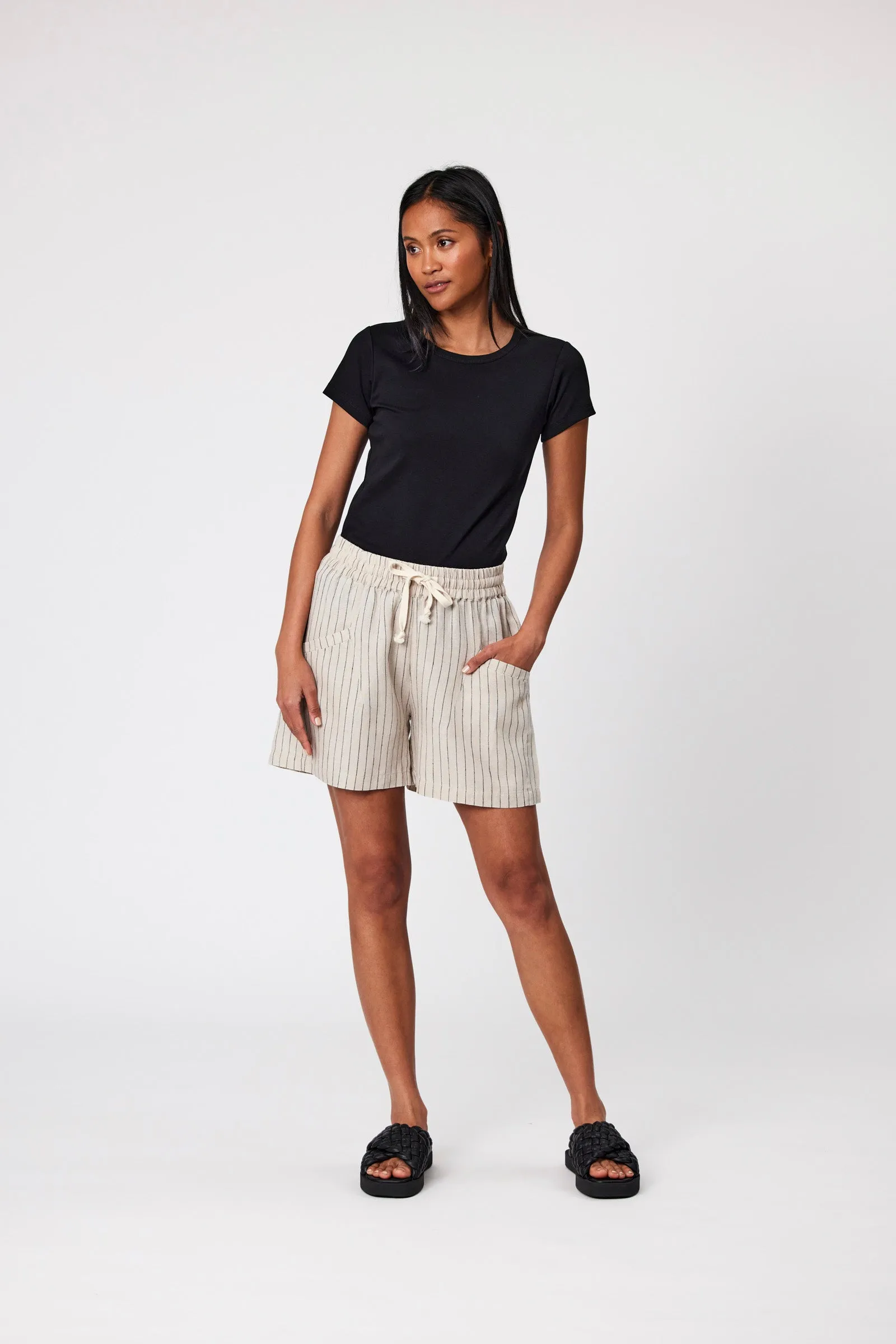 Jet Set Linen Short - Natural Marle