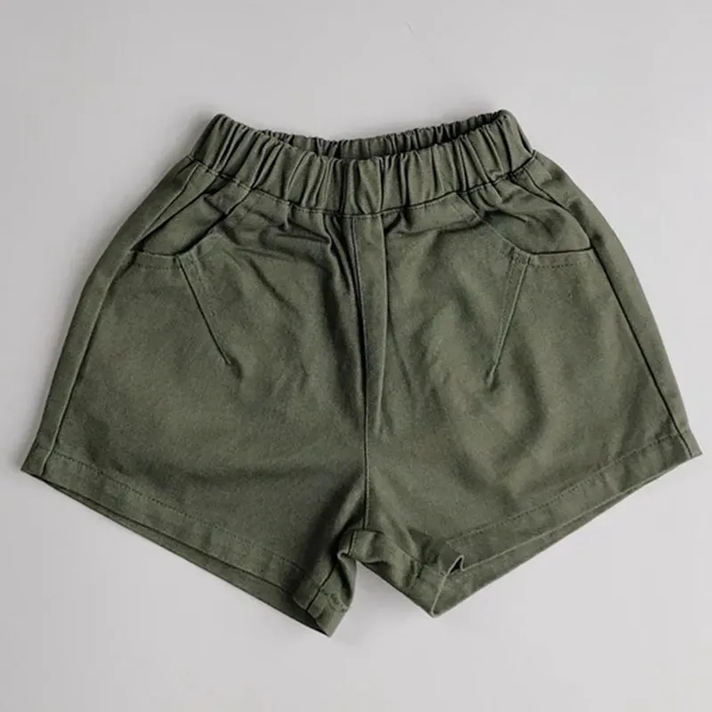 Kids Boys Summer Shorts Solid Elastic Waist