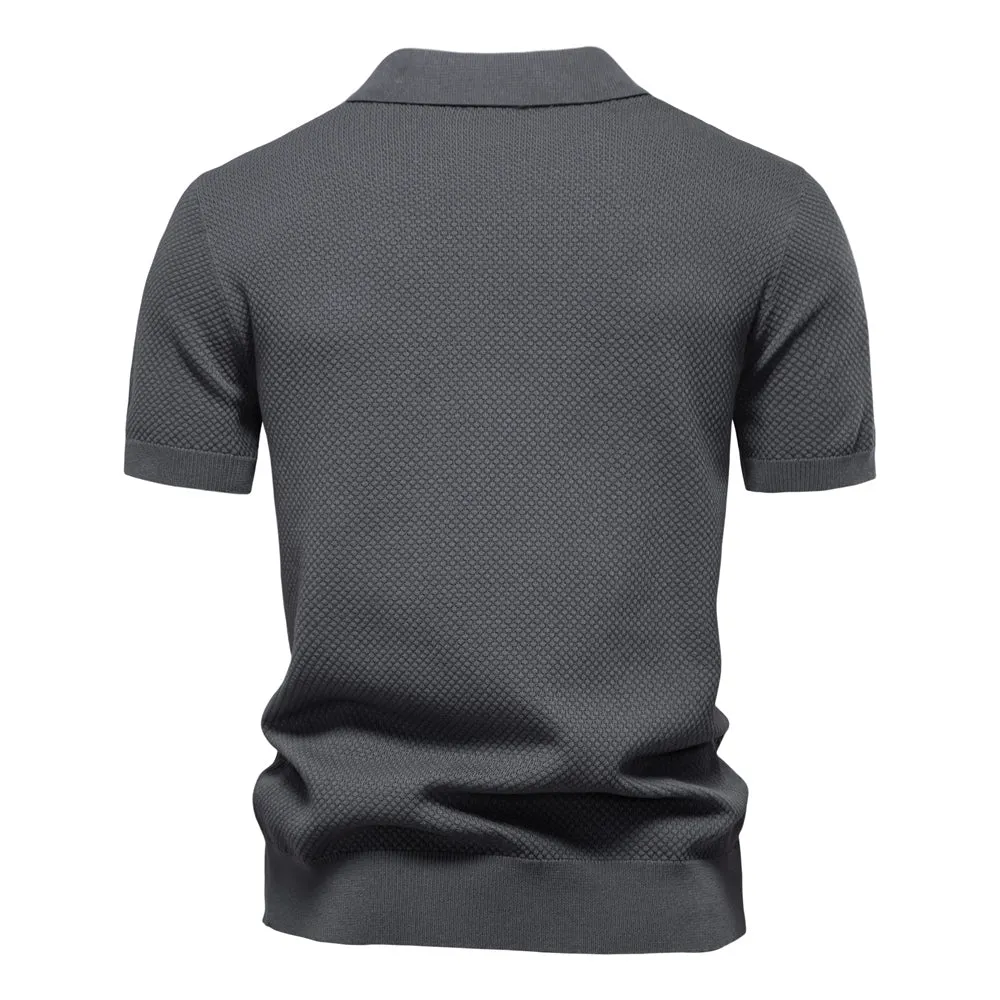 Knitted Polo Shirt- Dark Grey