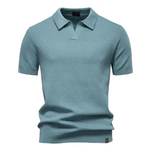 Knitted Polo Shirt- Light Blue