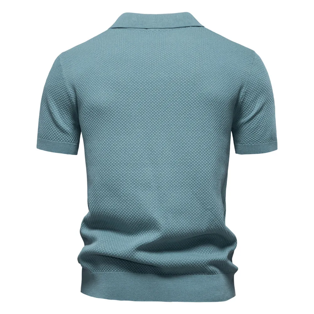 Knitted Polo Shirt- Light Blue
