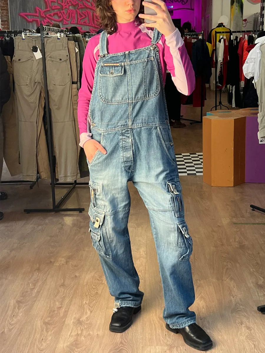 Ladies' Denim Dungarees with Cargo Pockets