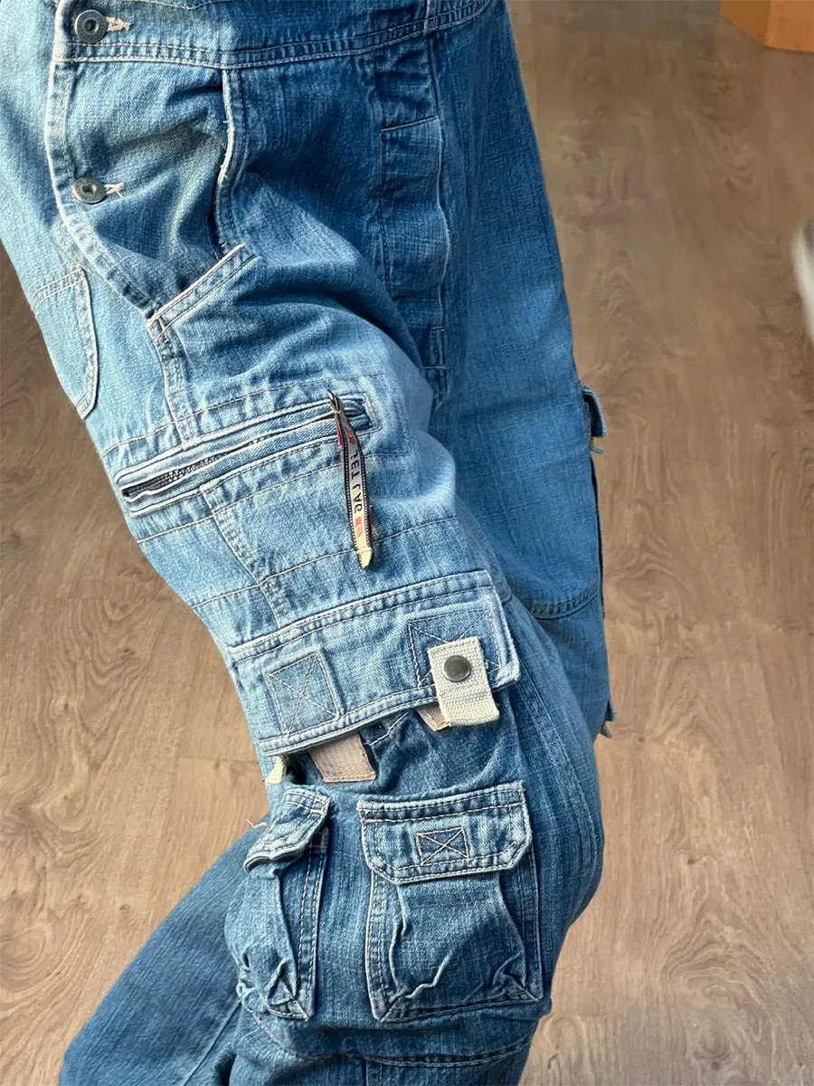 Ladies' Denim Dungarees with Cargo Pockets
