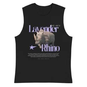 Lavender Rhino Gay Pride Symbol Tee Black Relaxed Fit Sleeveless Tank Top
