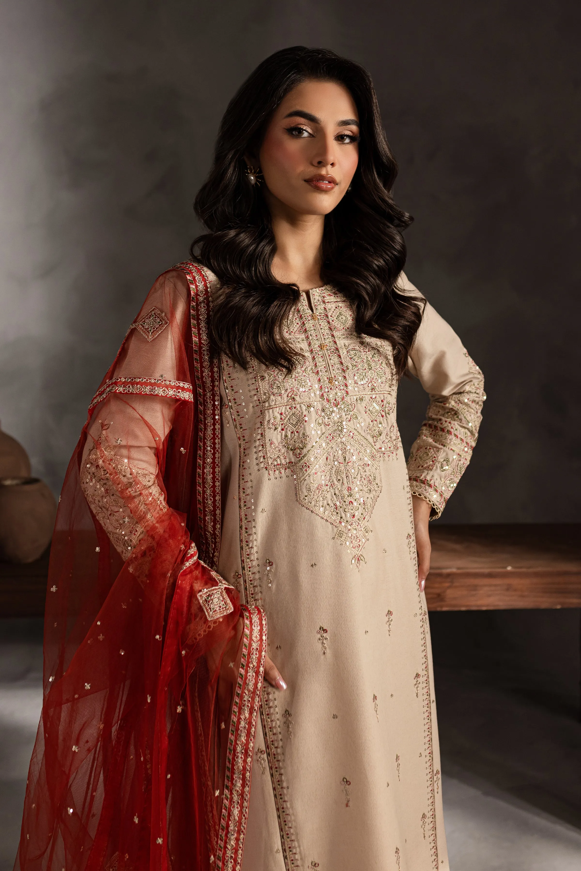 Lavina 3Pc - Embroidered Karandi Dress