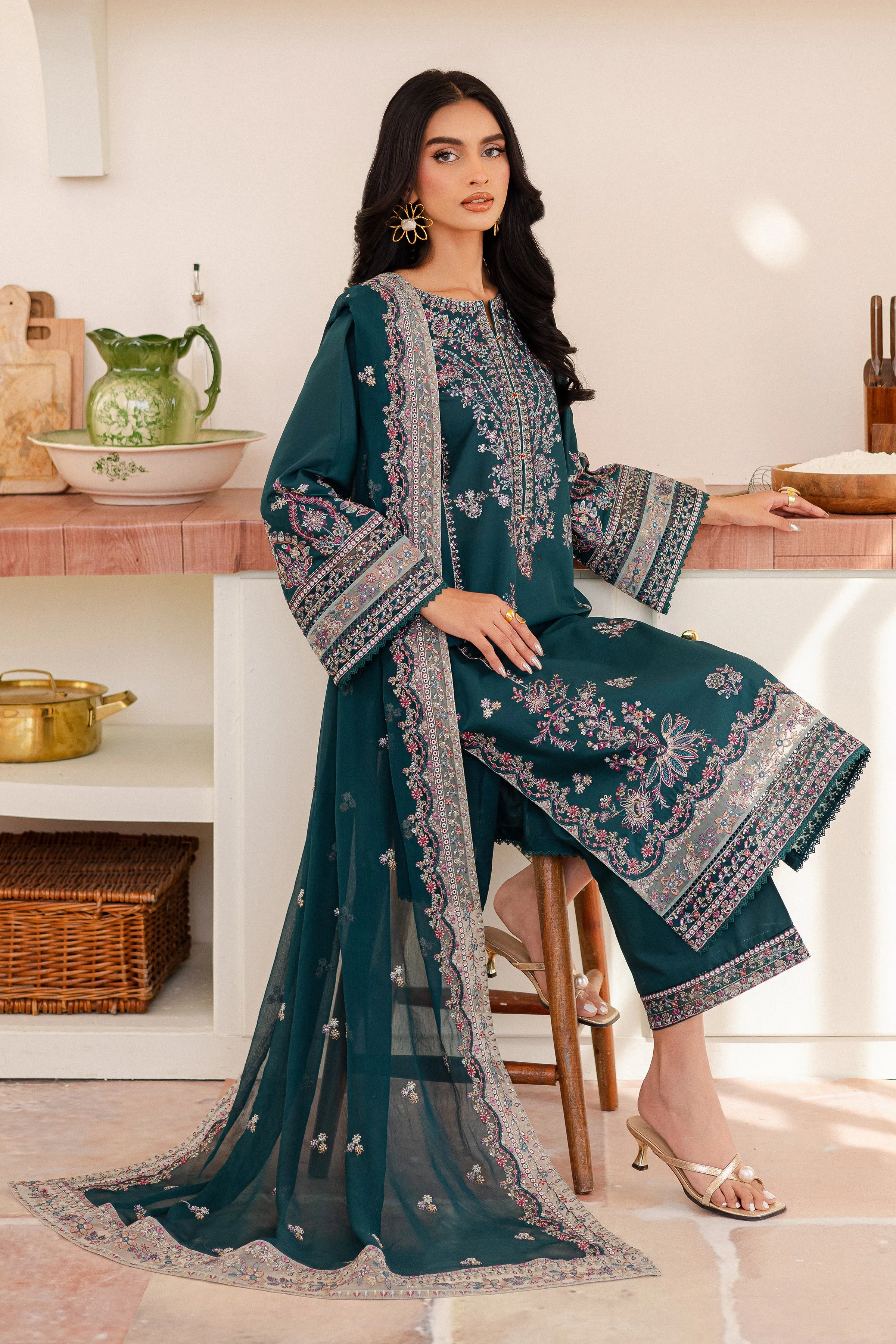 Leal 3Pc - Embroidered Lawn Dress