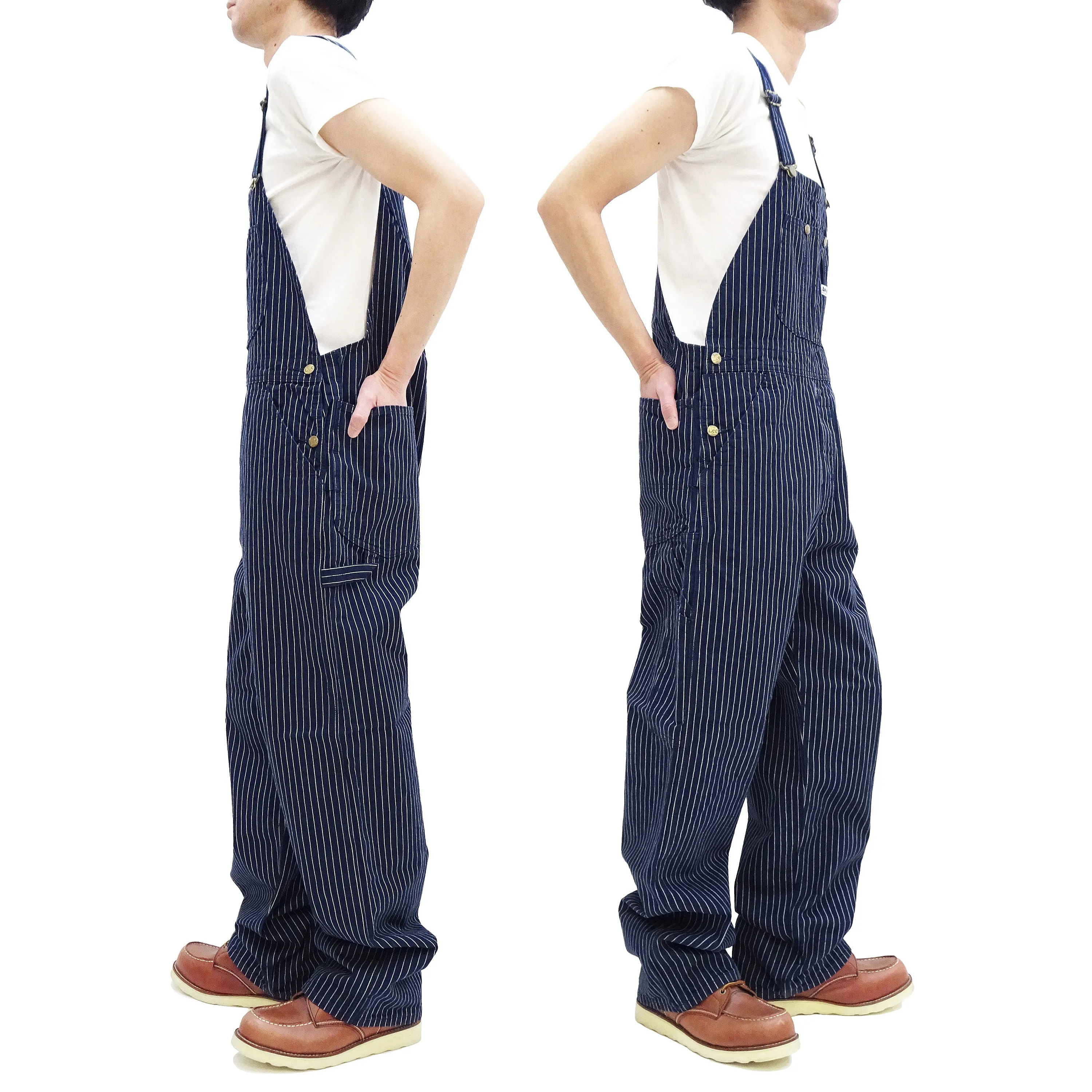 Lee Overalls Men's Casual Fashion Bib Overall High-Back LM7254 LM7254-2204 Indigo Twill with White Pinstripe Stitching