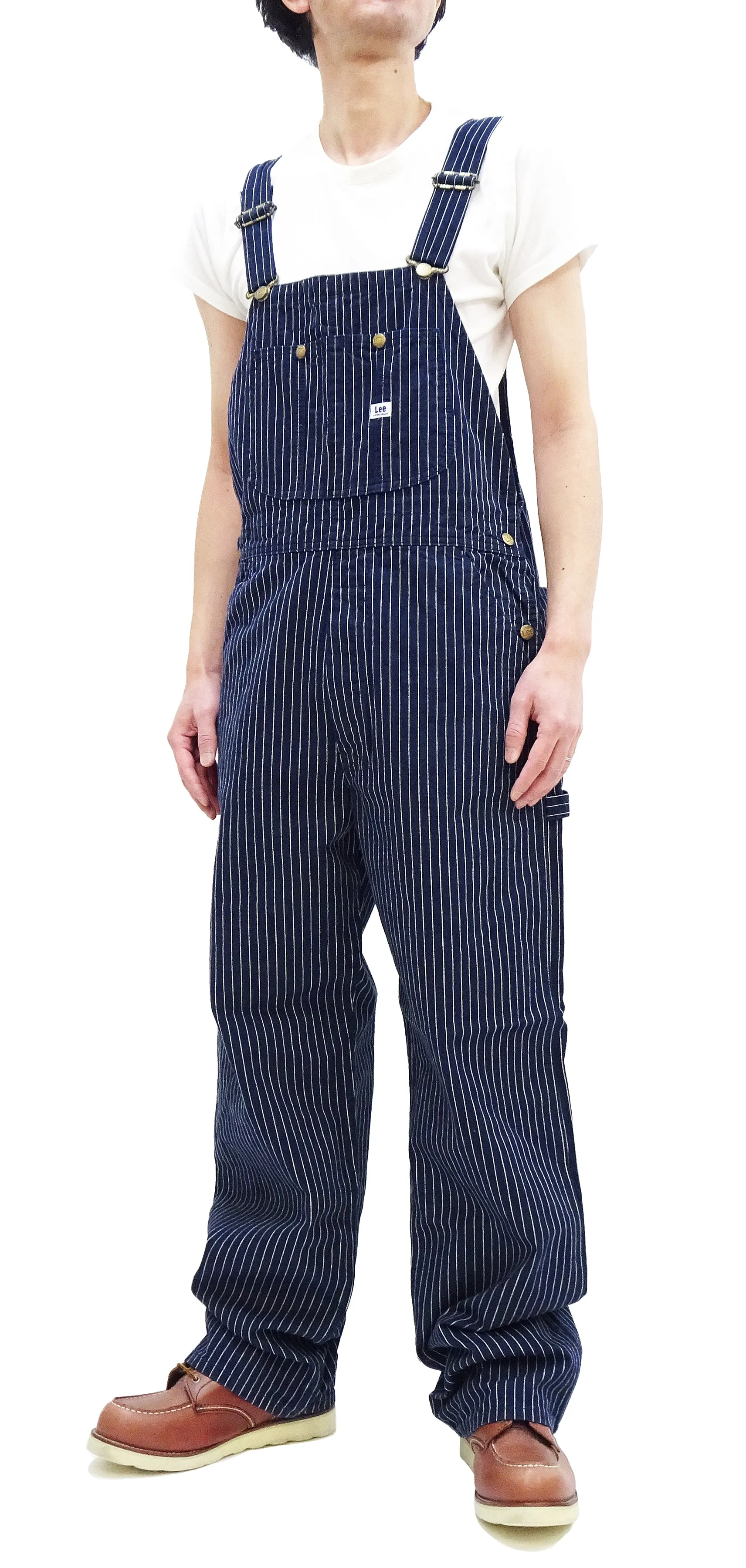 Lee Overalls Men's Casual Fashion Bib Overall High-Back LM7254 LM7254-2204 Indigo Twill with White Pinstripe Stitching
