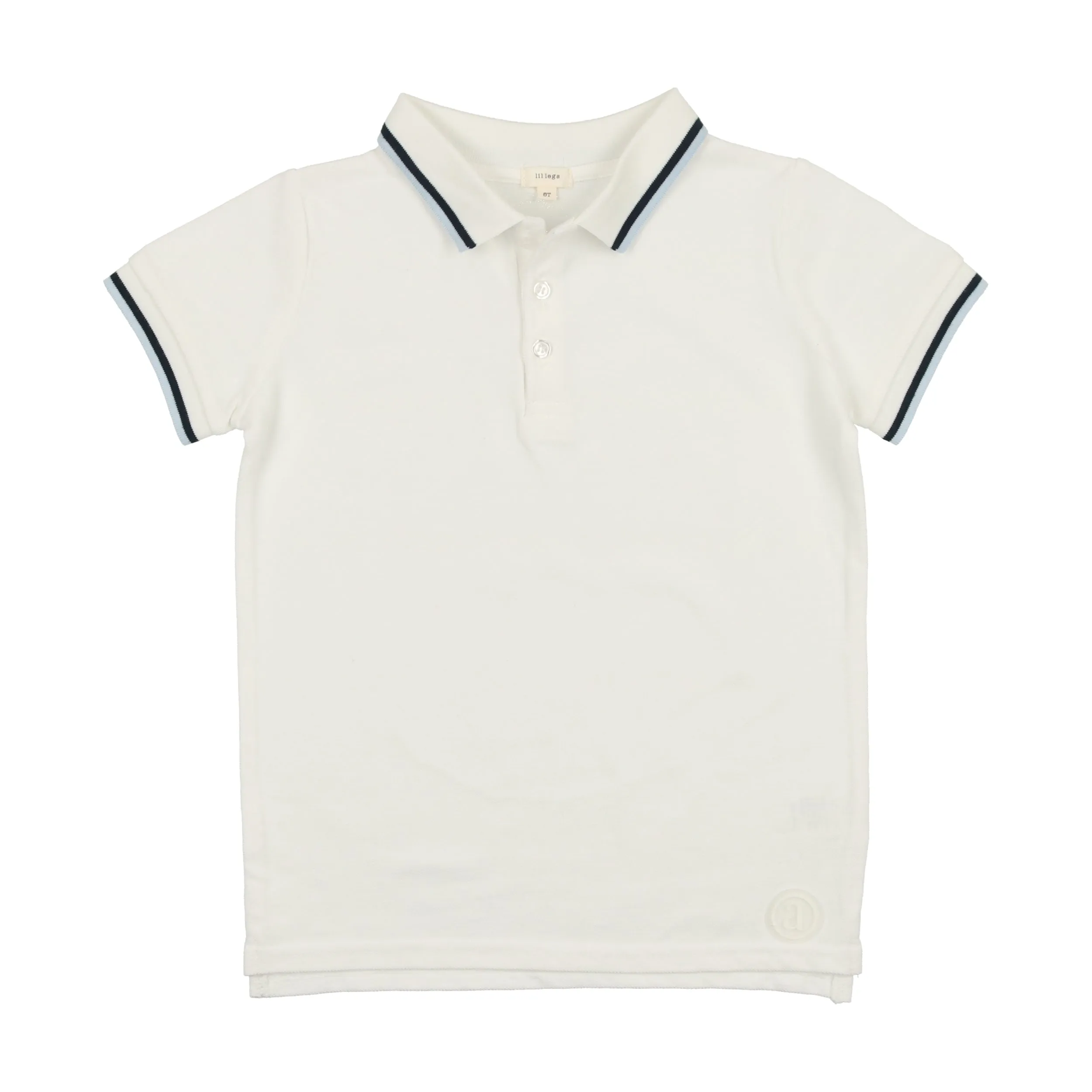 Lil Legs Short Sleeve Polo - White/Blue Trim