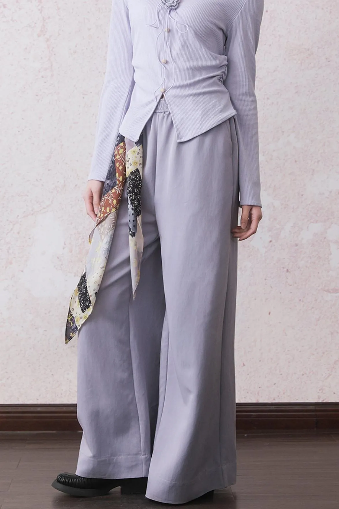 Lilac Elastic Waist Pants